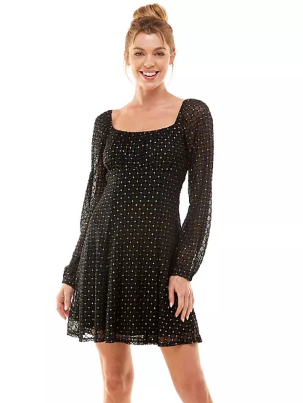 Lily Rose Y2K Whimsygoth Baby Doll Black with Sheer Overlay Mini dress, sz M